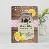 Invitation BaByQ Baby shower de révélation de genre Pink Chec (Debout devant)