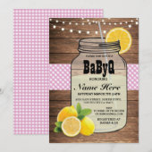 Invitation BaByQ Baby shower de révélation de genre Pink Chec (Devant / Derrière)