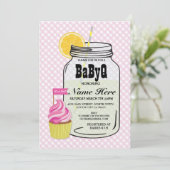 Invitation BaByQ Baby shower de révélation de genre Pink Chec (Debout devant)