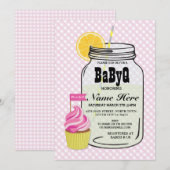 Invitation BaByQ Baby shower de révélation de genre Pink Chec (Devant / Derrière)