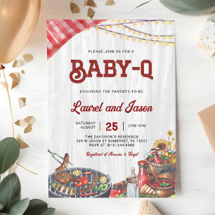 Invitation BabyQ BBQ Baby Shower Rustique pour couples mixtes