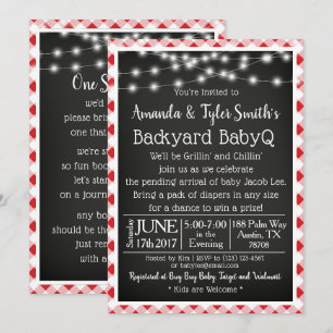 Invitation BabyQ Chalkboard Rouge En vichy Baby shower de piq