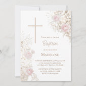 Invitation Baby's Breath and pink roses Baptism (Devant)