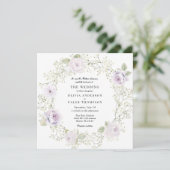 Invitation Baby's Breath and Purple Roses Wedding (Debout devant)