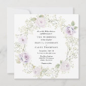 Invitation Baby's Breath and Purple Roses Wedding (Devant)