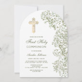 Invitation Baby's Breath Arch First Communion (Devant)