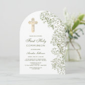 Invitation Baby's Breath Arch First Communion (Debout devant)