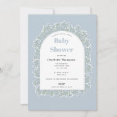 Invitation Baby's Breath Blue Boy Gypsophila Baby Shower (Devant)