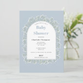 Invitation Baby's Breath Blue Boy Gypsophila Baby Shower (Debout devant)
