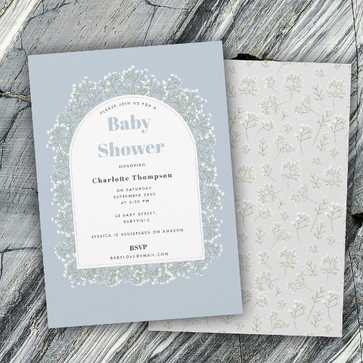 Invitation Baby's Breath Blue Boy Gypsophila Baby Shower