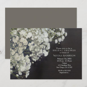 Invitation Baby's Breath & Dark Wood Rustique Baby Shower