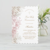 Invitation Baby's Breath flowers First Communion (Debout devant)