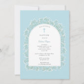 Invitation Baby's Breath Greek Orthodox Baptism Blue Boy (Devant)