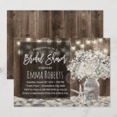 Invitation Baby's Breath Jar Beach Grange Fête des mariées en (Devant / Derrière)