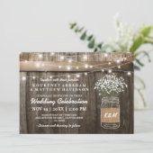 Invitation Baby's Breath Mason Jar Pays Mariage rustique (Debout devant)