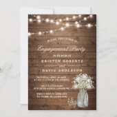 Invitation Baby's Breath Mason Jar Rustic Engagement Party (Devant)