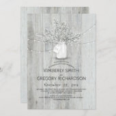 Invitation Baby's Breath Mason Jar Rustic Engagement Party (Devant / Derrière)