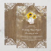 Invitation Baby's Breath Mason Jar Tournesols fête d'annivers (Devant / Derrière)