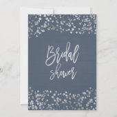 Invitation Baby's Breath Moderne Mariage Blue Argentée Feuill (Dos)