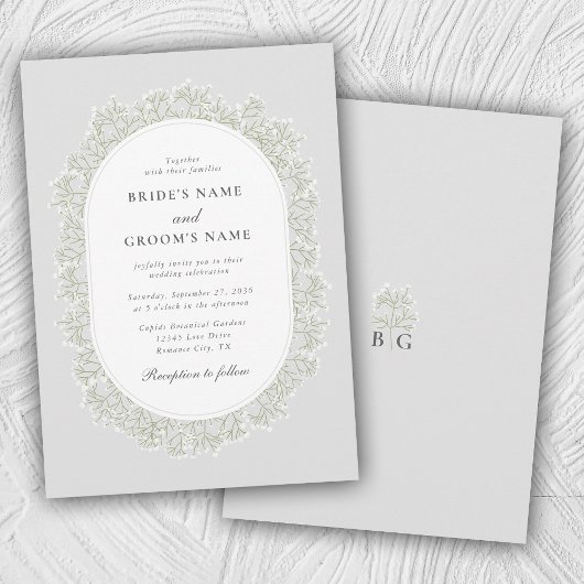 Invitation Baby's Breath Monogram Gypsophila Floral Wedding