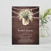 Invitation Baby's Breath Pot Mason Jar avec Code QR pour Show (Debout devant)