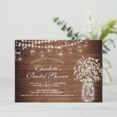 Invitation Baby's Breath Pot Mason Rustique pour une Baby Sho (Debout devant)