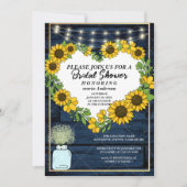 Invitation Baby's Breath Rustique Mariage Fête Bleu Nuit Lumi (Devant)