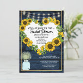 Invitation Baby's Breath Rustique Mariage Fête Bleu Nuit Lumi (Debout devant)