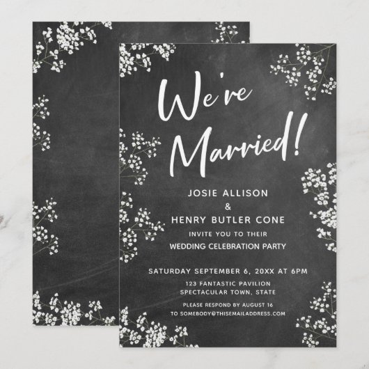 Invitation Baby's Breath Tableau Mariage Moderne (Devant / Derrière)