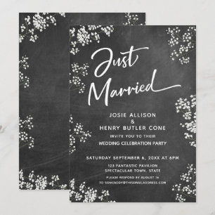 Invitation Baby's Breath Tableau Noir Moderne Juste Mariés