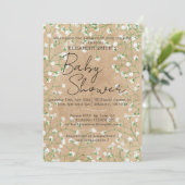 Invitation Baby's Breath Watercolor Floral Boho Baby Shower (Debout devant)