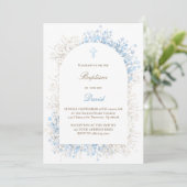 Invitation Baby's Breath white blue baby boy Baptism (Debout devant)