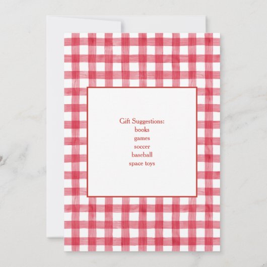 Invitation Baby's Cherry First Red Gingham Birthday (Dos)