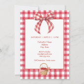 Invitation Baby's Cherry First Red Gingham Birthday (Dos)