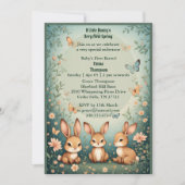 Invitation Babys First Easter Pastel Green Spring Bunny Party (Devant)