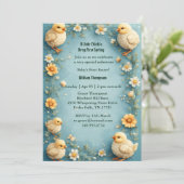 Invitation Babys First Easter Pastel Green Spring Chick Party (Debout devant)