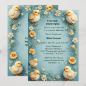Invitation Babys First Easter Pastel Green Spring Chick Party (Devant / Derrière)