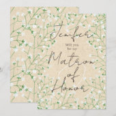 Invitation Babys Respirer Floral Serez-vous mon maître d'honn (Devant / Derrière)