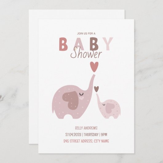 Invitation Babyshower (Devant / Derrière)
