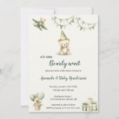 invitation babyshower ours brun et vert (Devant)