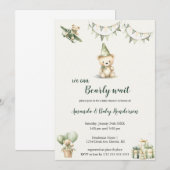 invitation babyshower ours brun et vert (Devant / Derrière)