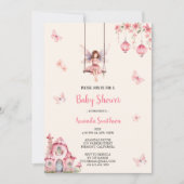 invitation babyshower rose fée (Devant)