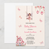 invitation babyshower rose fée (Devant / Derrière)