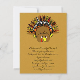 Invitation babyturkeycolorsdamaskcercles