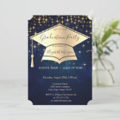 Invitation Bac de diplôme d'or, Bleu étoile (Debout devant)