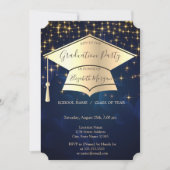 Invitation Bac de diplôme d'or, Bleu étoile (Devant)