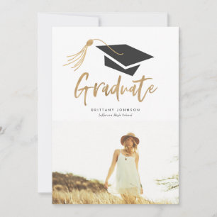 Invitation Bac de diplôme et Tassel Gold Foil Photo Party