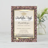 Invitation Bac de diplôme, Verre à vin Empreinte de léopard G (Debout devant)