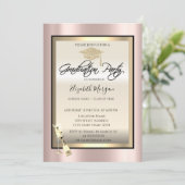 Invitation Bac de diplôme, Verre à vin Rose Gold Graduation (Debout devant)