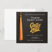 Invitation Bac de fin d'études secondaires Noir Gold Classe 2 (Devant / Derrière)